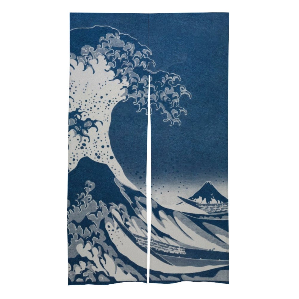 Japanese Noren, Japanese ukiyo-e Style Door Curtain, Japanese Pattern Curtain, Japanese Waves curtain, Door Curtain, Japanese Waves Noren