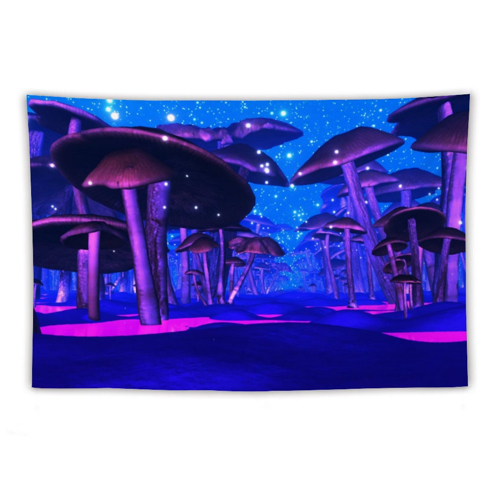 Mushroom Tapestry, Neon Light Mushroom Forest Tapestry, Wall Hanging Tapestry, Tapestry Wall Hanging, Include wall hanging kits