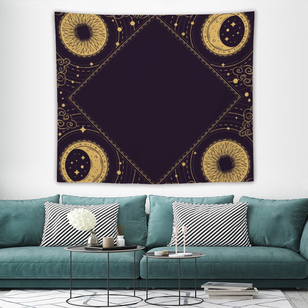 Moon Tarot Tapestry, Tarot Wall Hanging Tapestry, Lunar Tapestry Backdrop, Tapestry Wall Hanging, Include wall hanging kits