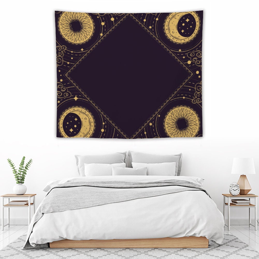 Moon Tarot Tapestry, Tarot Wall Hanging Tapestry, Lunar Tapestry Backdrop, Tapestry Wall Hanging, Include wall hanging kits