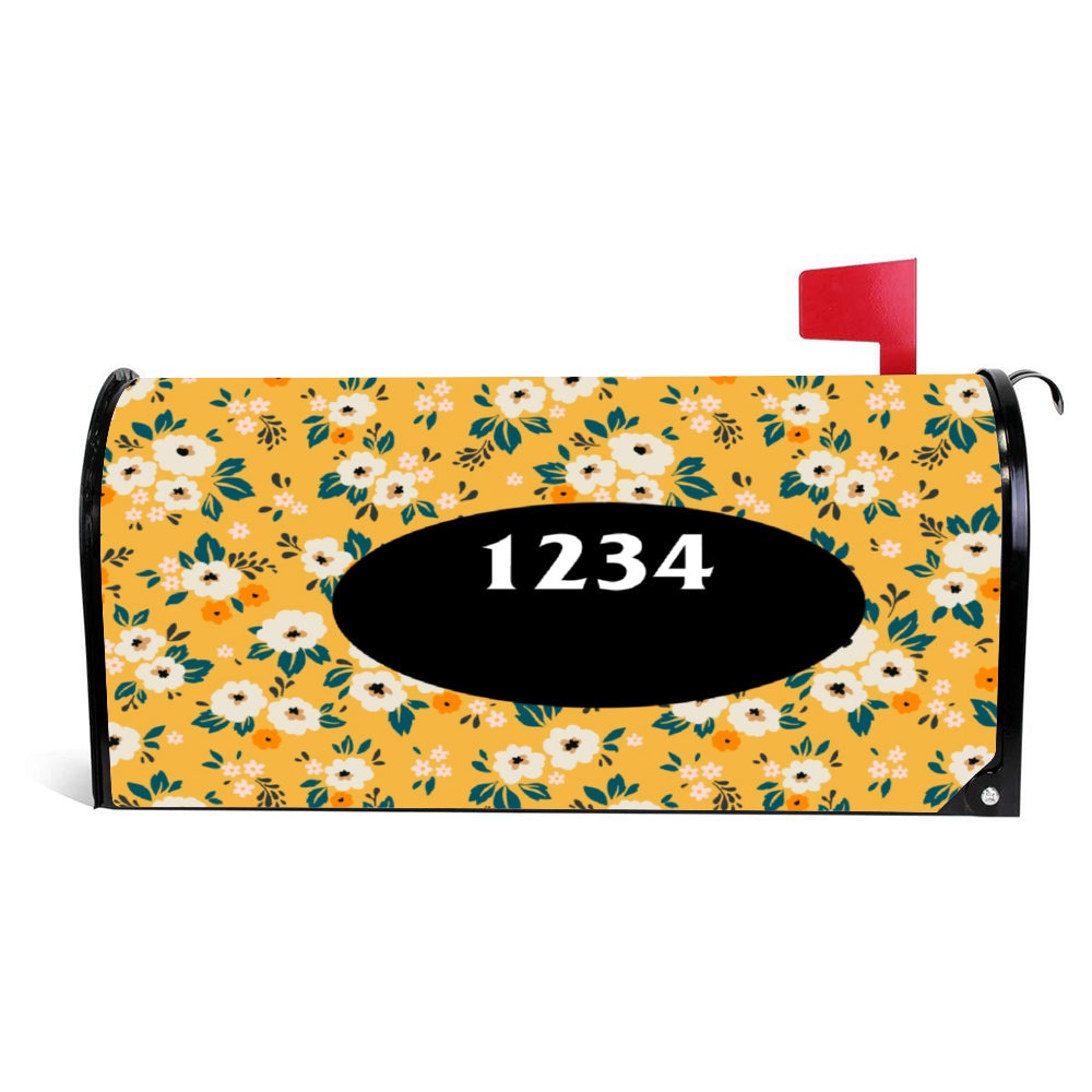 Custom Address Mailbox Covers, Floral Custom Personalized Magnetic Mailbox Cover, Waterproof Canvas Stickers,