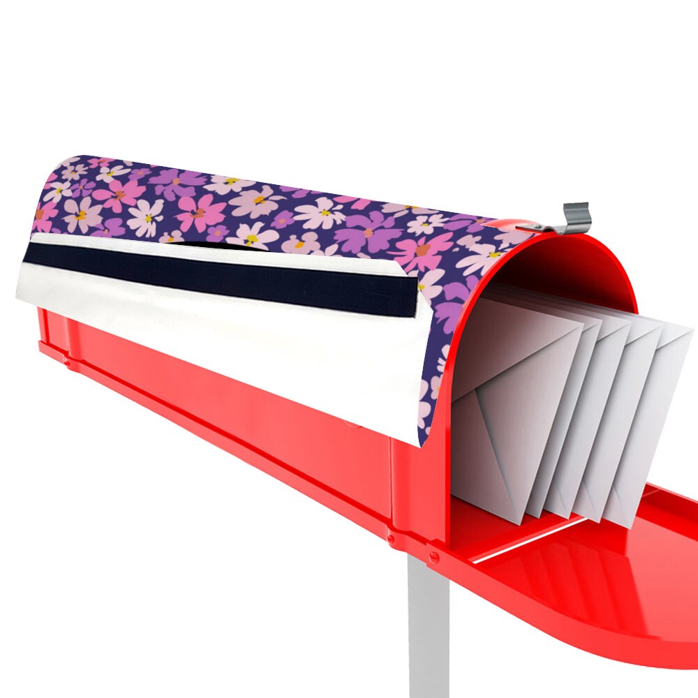 Custom Address Mailbox Covers, Floral Pattern Custom Personalized Magnetic Mailbox Cover, Waterproof Canvas Stickers,