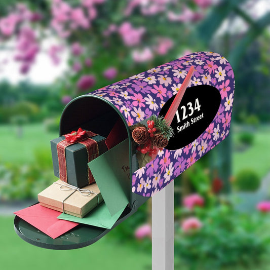 Custom Address Mailbox Covers, Floral Pattern Custom Personalized Magnetic Mailbox Cover, Waterproof Canvas Stickers,