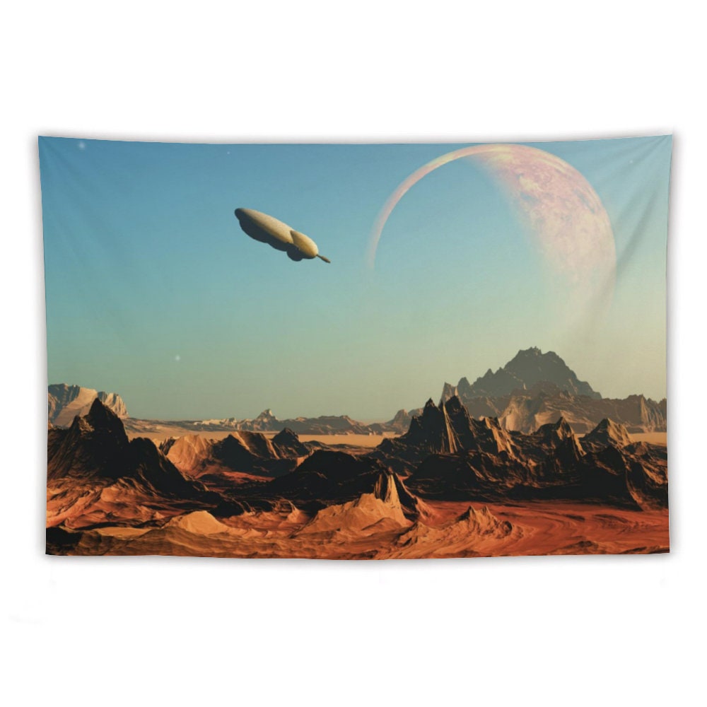 Spaceship sky Tapestry, Wall Hanging Tapestry, Tapestries Backdrop, Galaxy Tapestry Wall Hanging, Include wall hanging kits