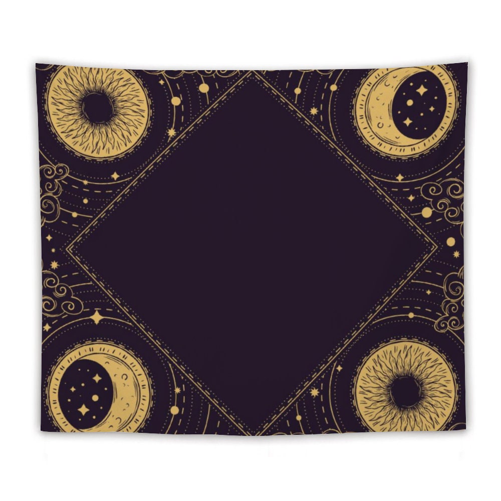 Moon Tarot Tapestry, Tarot Wall Hanging Tapestry, Lunar Tapestry Backdrop, Tapestry Wall Hanging, Include wall hanging kits