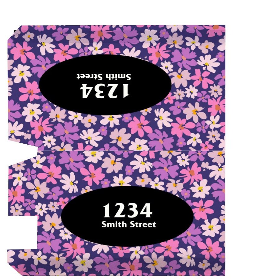 Custom Address Mailbox Covers, Floral Pattern Custom Personalized Magnetic Mailbox Cover, Waterproof Canvas Stickers,