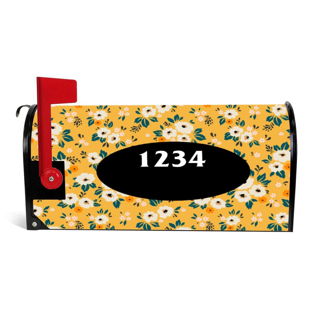 Custom Address Mailbox Covers, Floral Custom Personalized Magnetic Mailbox Cover, Waterproof Canvas Stickers,