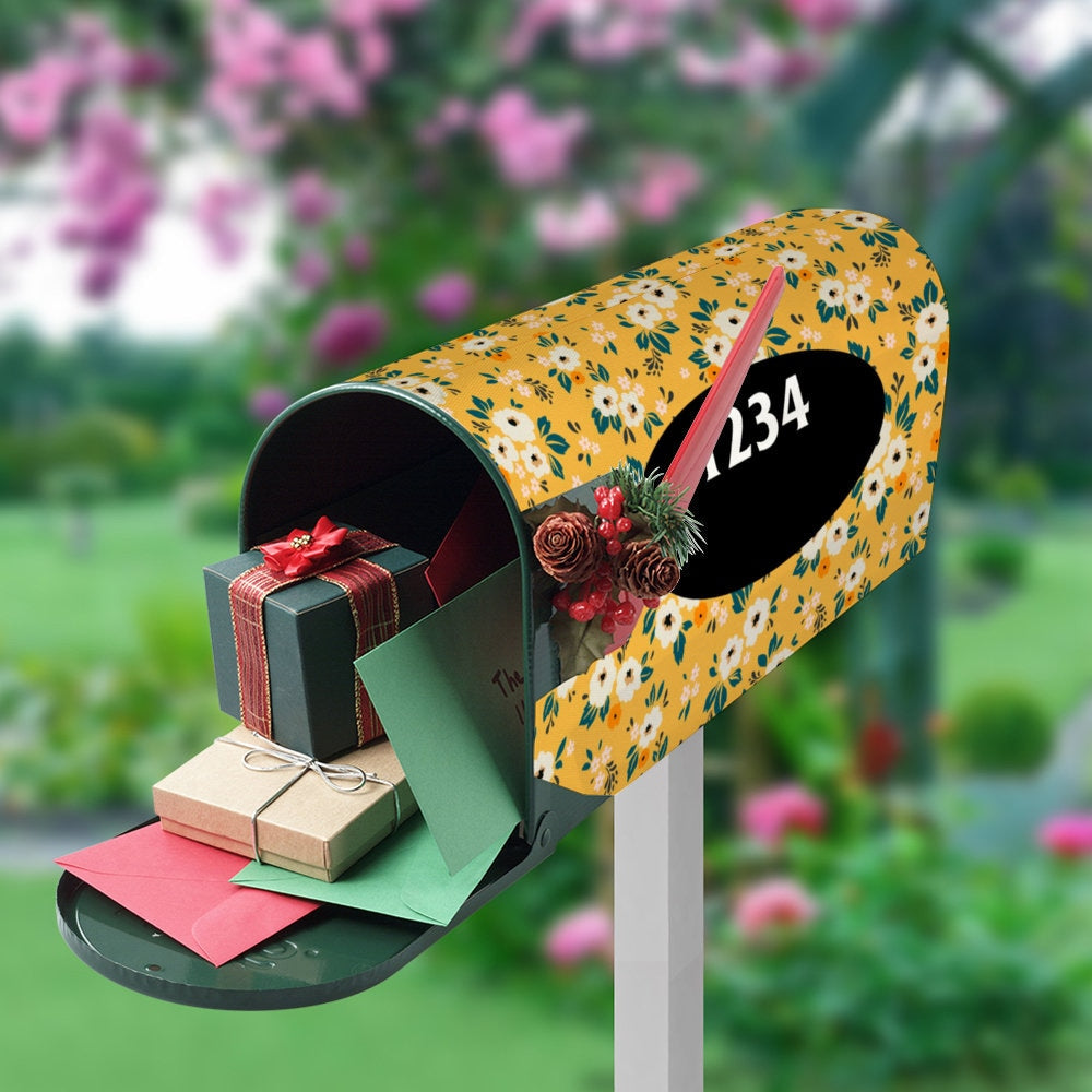 Custom Address Mailbox Covers, Floral Custom Personalized Magnetic Mailbox Cover, Waterproof Canvas Stickers,