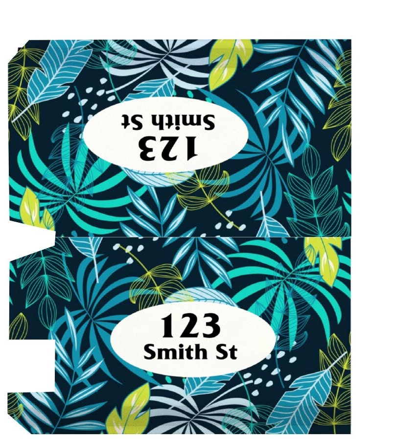 Custom Address Mailbox Covers Magnetic, Custom Personalized Magnetic Mailbox Cover, Waterproof Canvas Mailbox Stickers, Tropical Pattern,