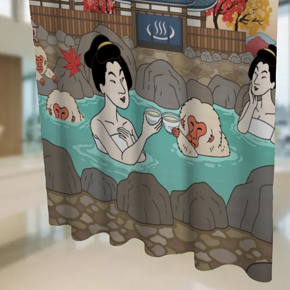 Japanese Art Shower Curtain, Ukiyo-e style Shower Curtain, Bath Shower Curtain, Funny Shower Curtain, Waterproof shower curtain