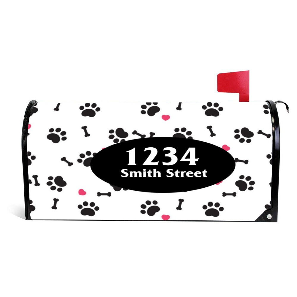 Custom Address Mailbox Covers Magnetic, Dog Lover Personalized Magnetic Post Box Cover, Dog Lover Gift, Waterproof Canvas Mailbox Stickers