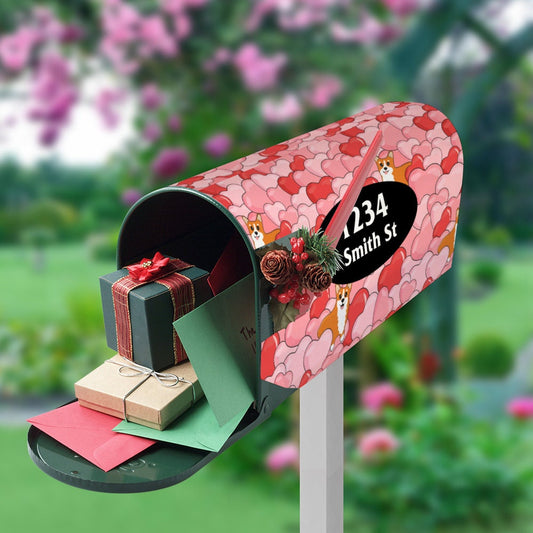 Custom Address Mailbox Covers Magnetic, Pink Dog Lover Custom Personalized Magnetic, Waterproof Canvas Mailbox Cover, Valentine's Day Gift