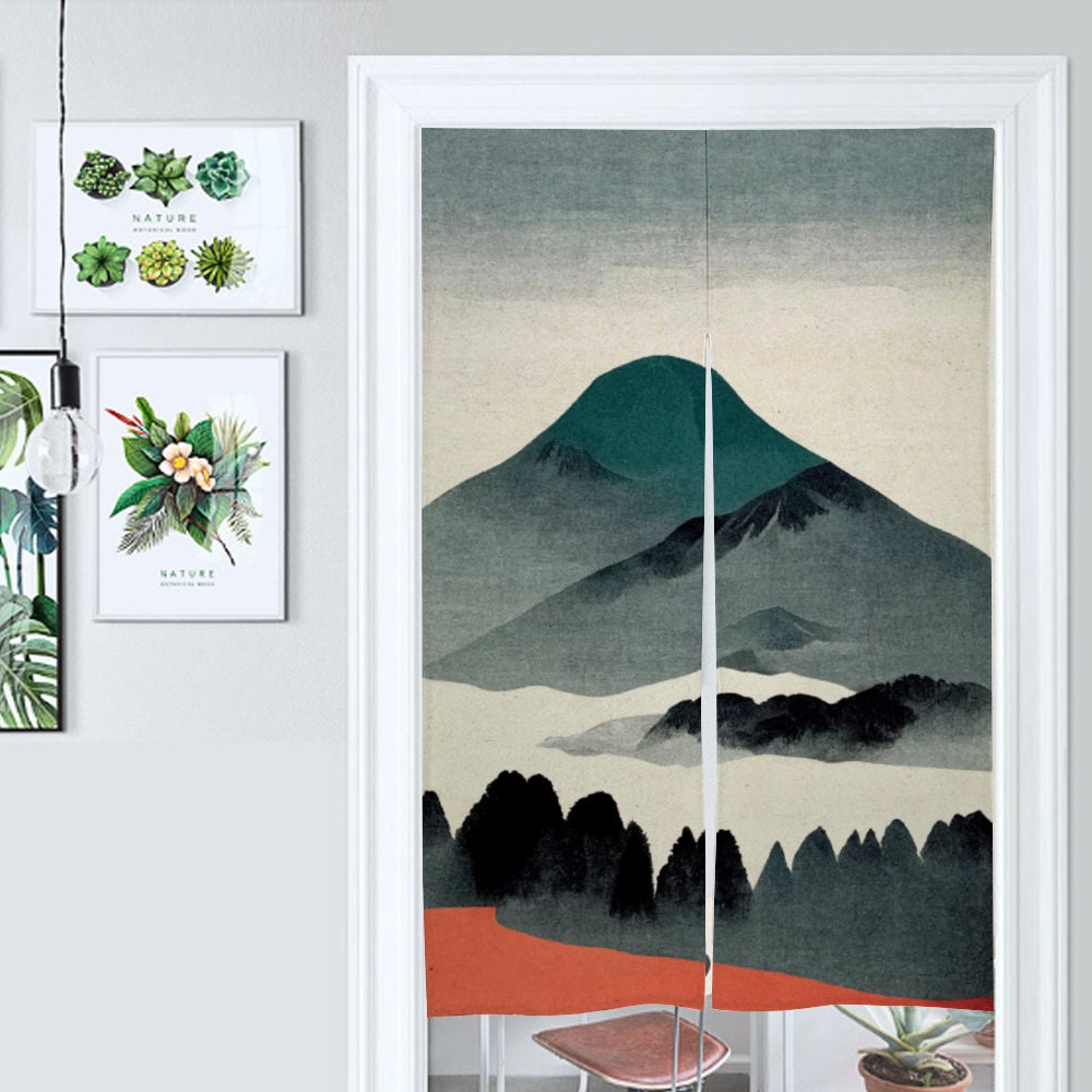 Japanese Noren, Japanese Door Curtain, Japanese Pattern Hemp Curtain, Japanese Mountain curtain, Door Curtain, Room Divider