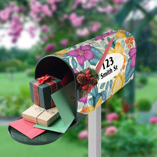 Custom Mailbox Cover, Tropical Floral Theme Custom Personalized Magnetic Mailbox Cover, Waterproof Canvas Mailbox Sticker, Personalized Gift