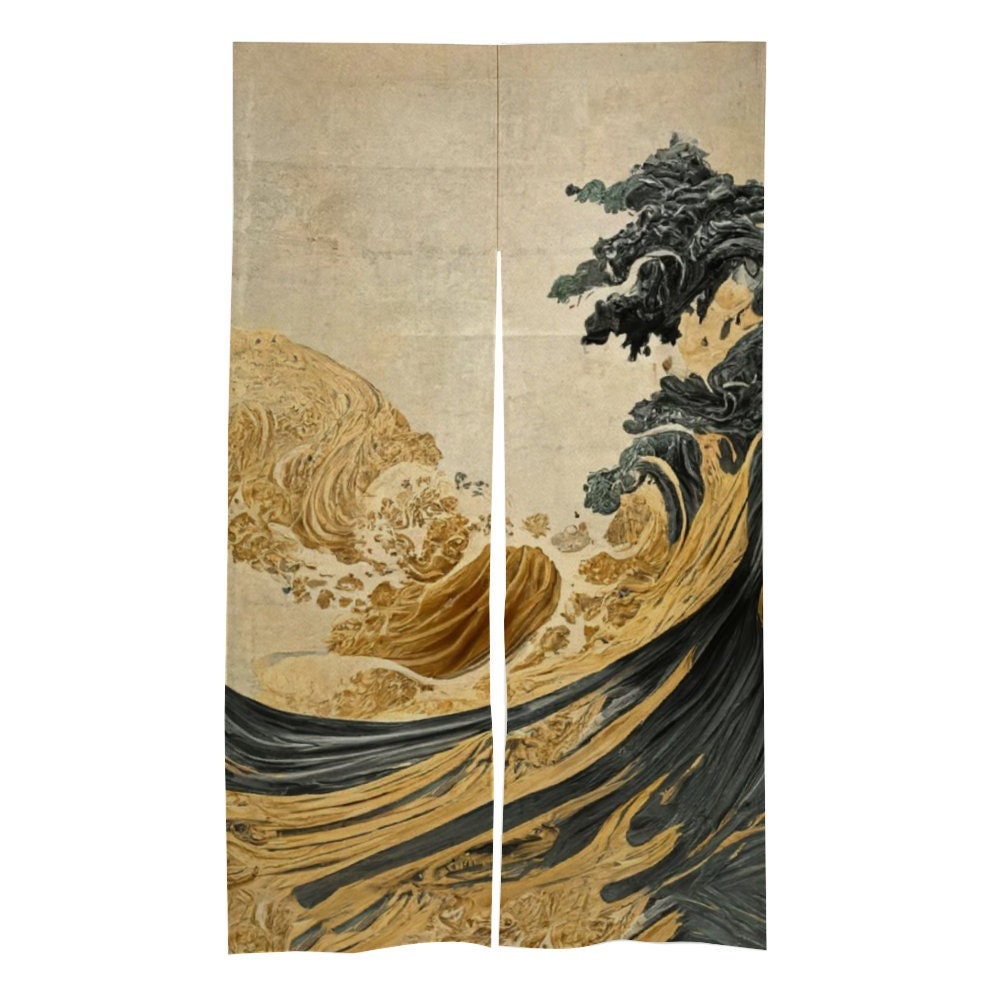 Japanese Noren, Japanese Doorway Curtain, Japanese Traditional Noren Curtain, Japanese Wave curtain, Door Curtain, The Great Wave Curtain