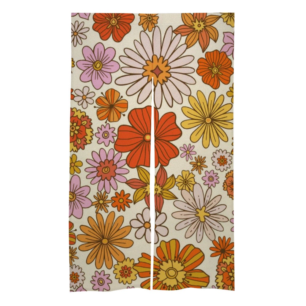 Japanese Noren, Japanese Door Curtain, Japanese Pattern Hemp Curtain, Japanese Flower Pattern, Door Curtain