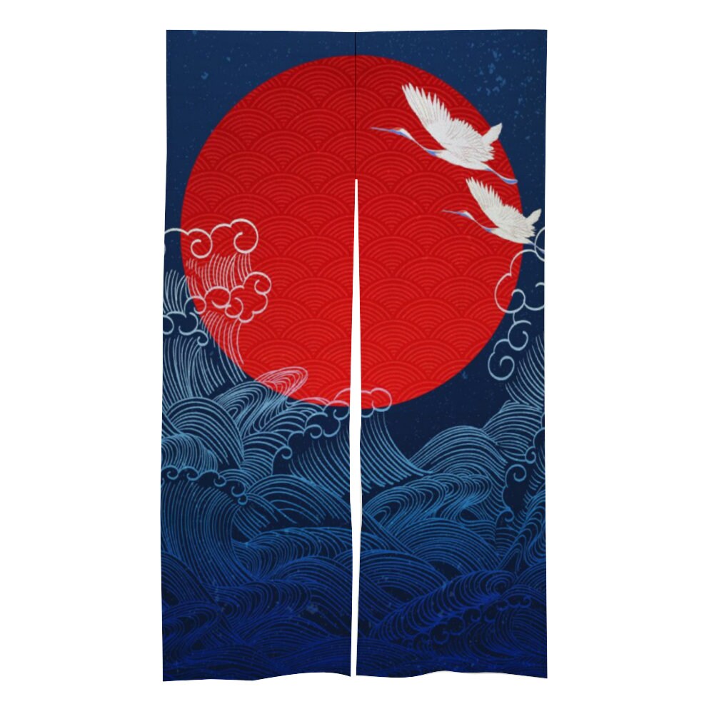 Japanese Noren, Japanese Art Door Curtain, Japanese Crane Bird, Japanese Pattern Hemp Curtain, Door Curtain, Room Divider