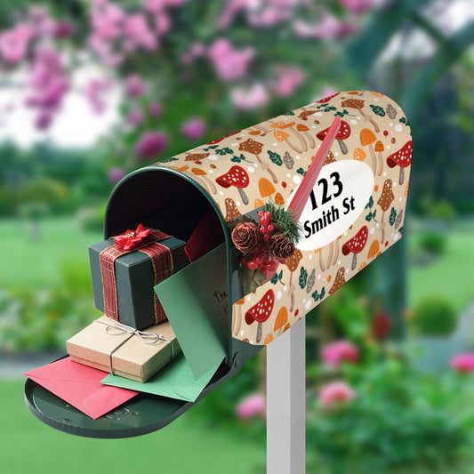 Mushroom Mailbox Cover, Floral Custom Personalized Magnetic Mailbox Cover, Waterproof Canvas Stickers,