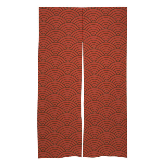 Japanese Noren, Japanese Door Curtain, Japanese Pattern Hemp Curtain, Japanese Waves Door Curtain, Door Curtain, Room Divider- Red Noren