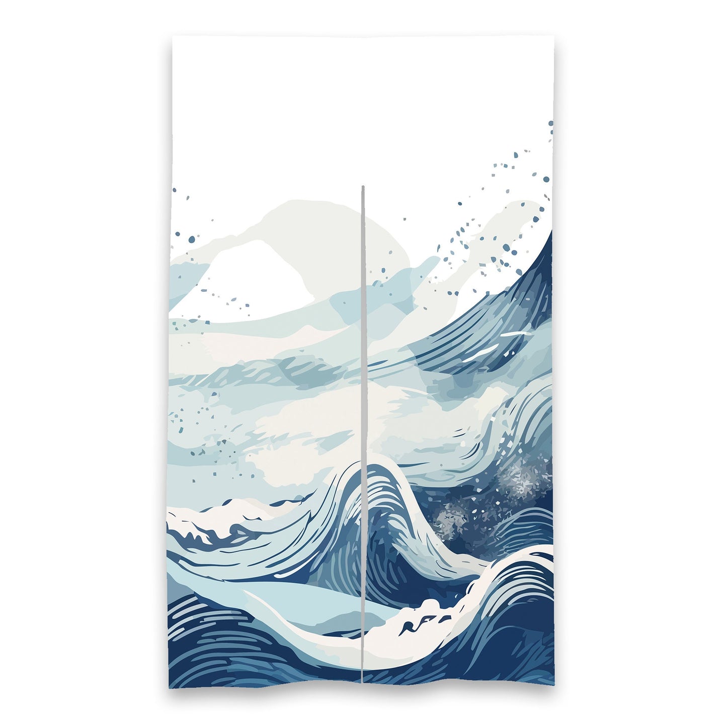 Japanese Noren, Japanese Door Curtain, Japanese Pattern Hemp Curtain, Blue Japanese Waves curtain, Japanese Waves Noren, Rome Divider