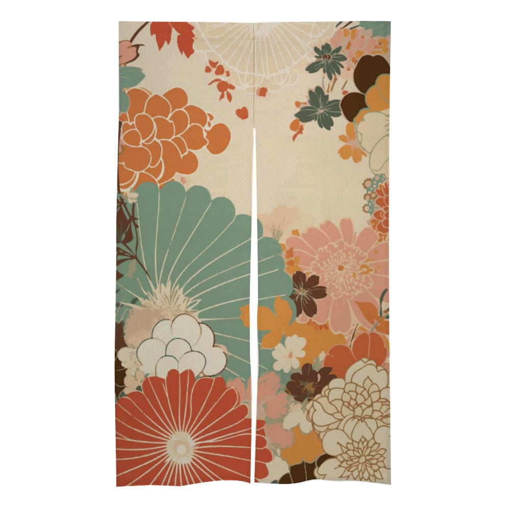 Japanese Floral Noren Curtain - Japanese Traditional Pattern, Room Divider for Home Decoration - Japanese Noren, Japanese Doorway Curtain