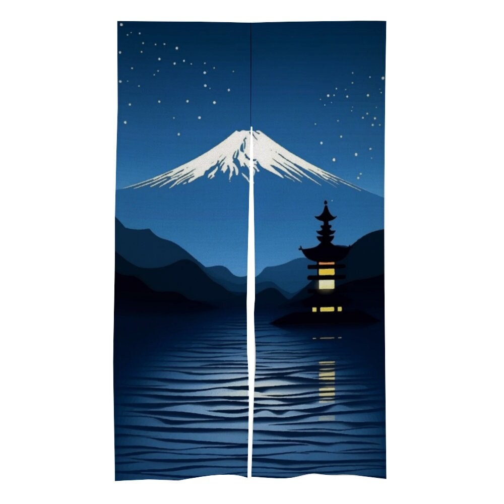 Japanese Noren, Japanese Door Curtain, Japan Landscape Pattern Hemp Curtain, Mount Fuji curtain, Door Curtain, Japanese Room Decoration