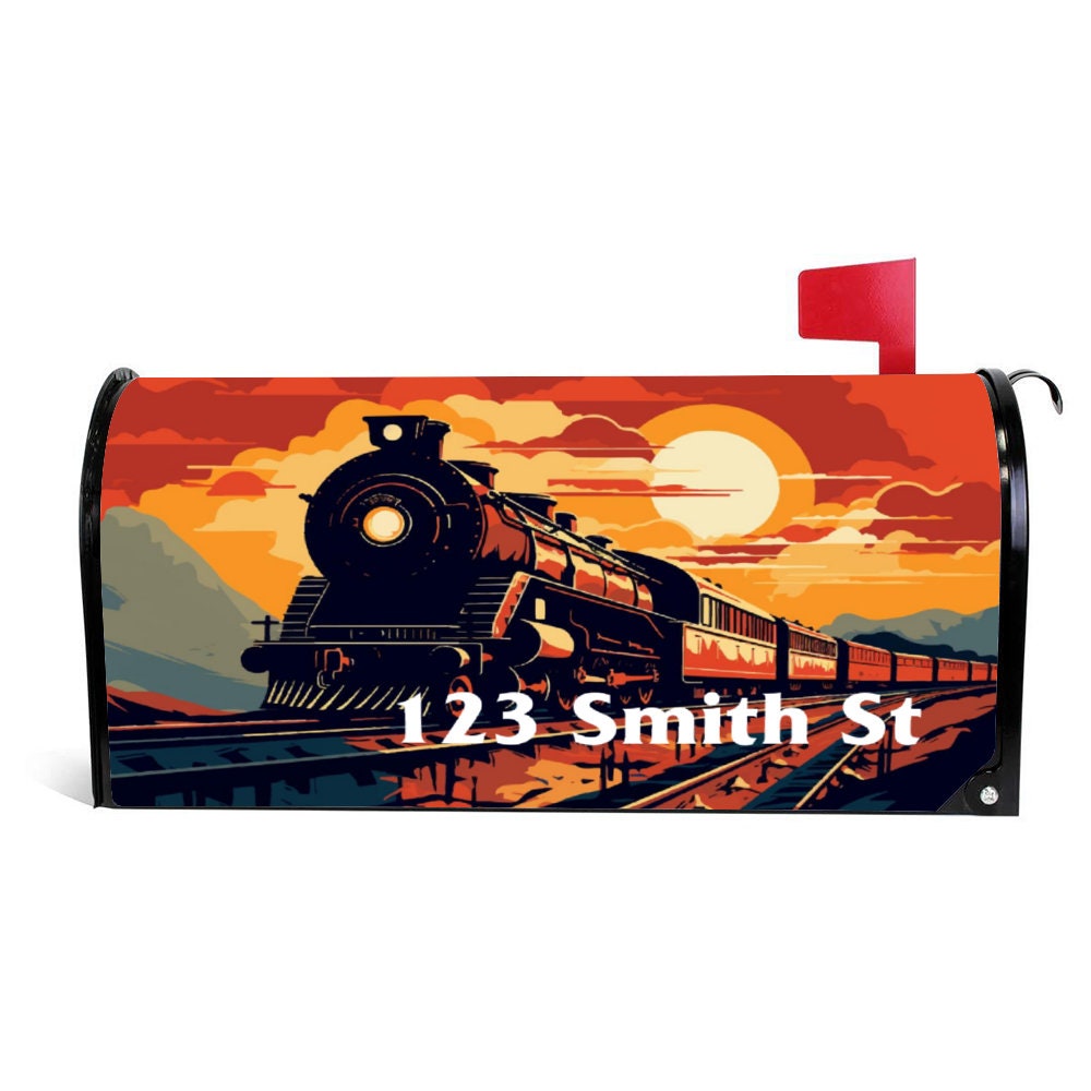 Mailbox Cover, Train Custom Personalized Magnetic Mailbox Cover, Train Lover Gift, Waterproof Canvas Mailbox Stickers,