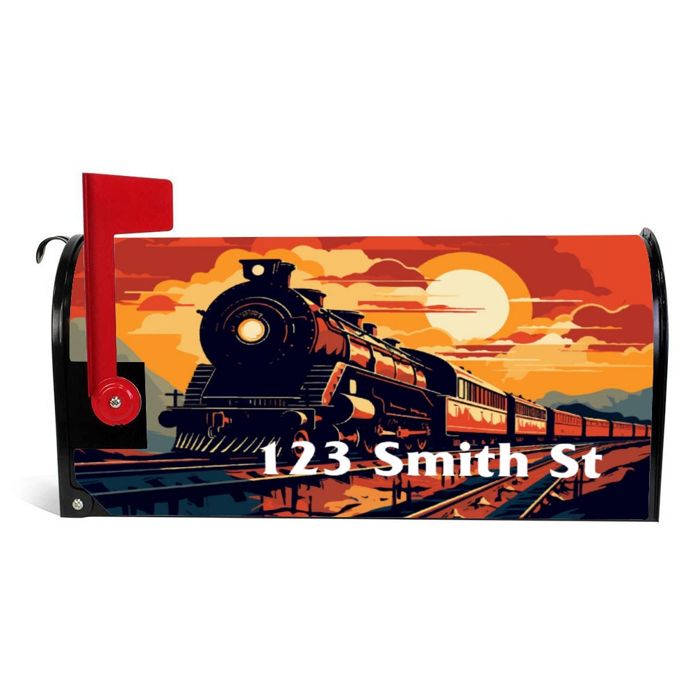 Mailbox Cover, Train Custom Personalized Magnetic Mailbox Cover, Train Lover Gift, Waterproof Canvas Mailbox Stickers,