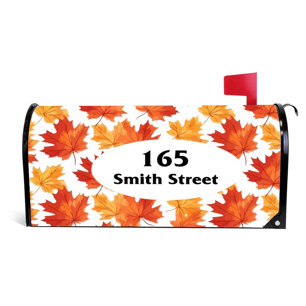 Mailbox Cover, Autumn Fall Leaves Theme Custom Personalized Magnetic Mailbox Cover, Waterproof Canvas Mailbox Stickers,