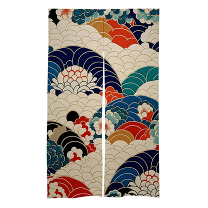 Japanese Floral Pattern Noren Door Curtain - Japanese Traditional Pattern Room Divider for Home Decor - Japanese Noren, Doorway Curtain