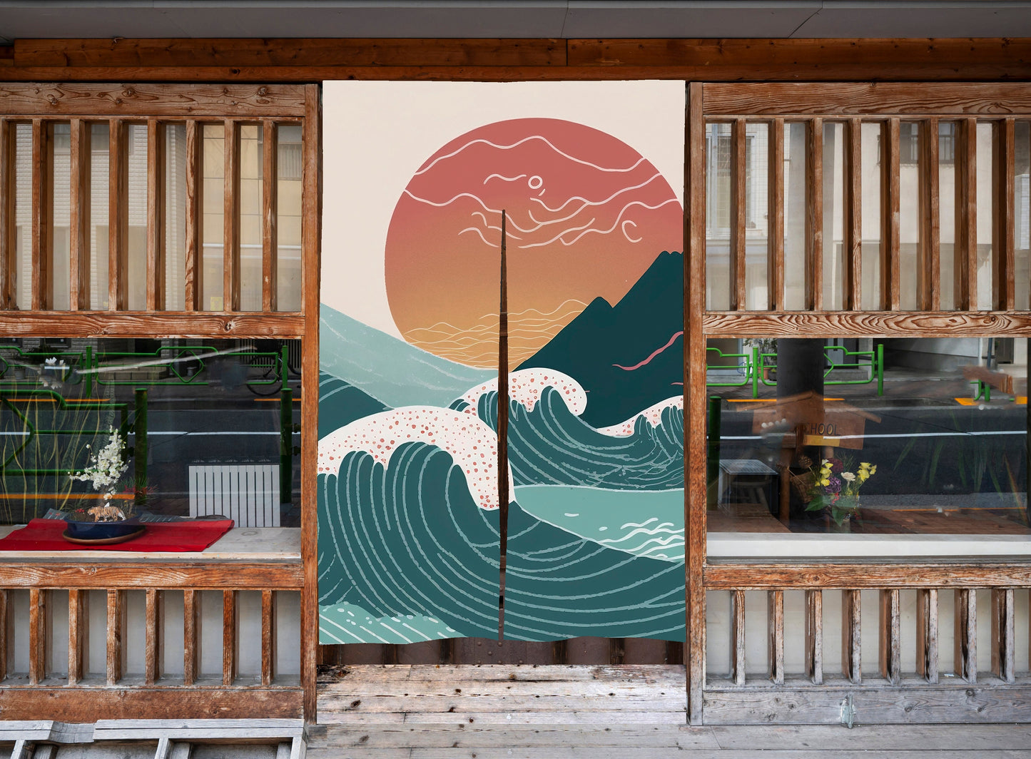 Japanese Noren, Japanese Doorway Curtain, Japanese Landscape Noren, Curtain for Door Entry, Wall Hanging Decor, Room Divider