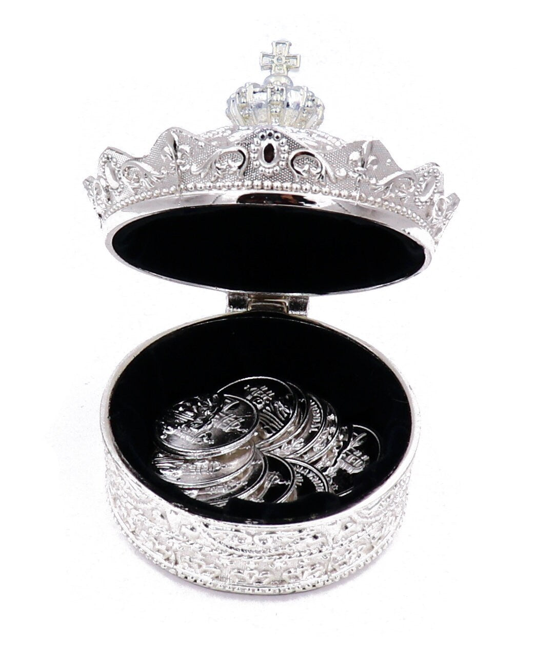 Wedding Arras, Elegant Silver Crown Wedding Arras with 13 coins set, Great Wedding Gift Idea
