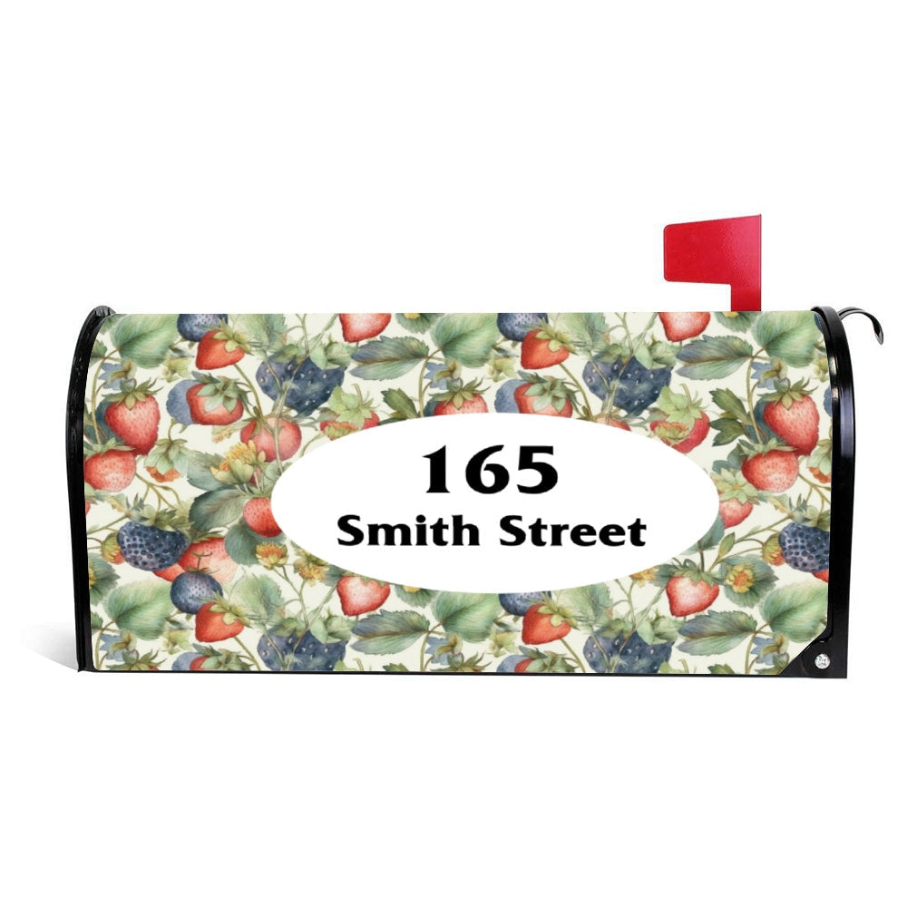 Custom Address Mailbox Covers, Strawberry Berry Custom Personalized Magnetic Mailbox Cover, Waterproof Canvas Stickers,