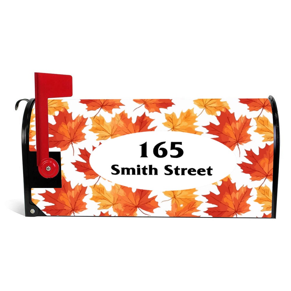 Mailbox Cover, Autumn Fall Leaves Theme Custom Personalized Magnetic Mailbox Cover, Waterproof Canvas Mailbox Stickers,