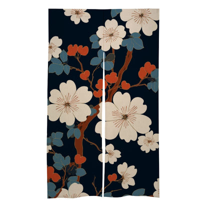 Japanese Floral Noren Door Curtain - Japanese Traditional Pattern Room Divider for Home Decoration - Japanese Noren, Japanese Door Curtain