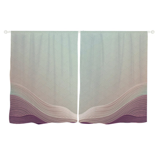 Elegant Chiffon Window Curtains - Translucent Sheer Curtains with Japanese Waves - Two-Piece Set- Product size is one-piece size