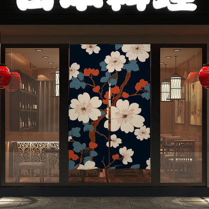 Japanese Floral Noren Door Curtain - Japanese Traditional Pattern Room Divider for Home Decoration - Japanese Noren, Japanese Door Curtain