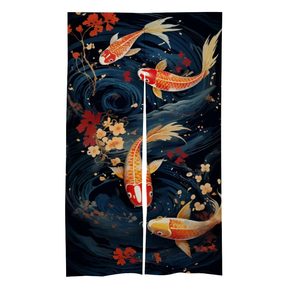 Japanese Koi Fish Pond Noren, Japanese Noren, Door Doorway Curtain - Japanese Traditional Room Divider for Home Decor - Perfect for Doorway