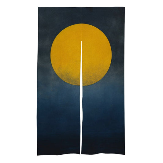 Indigo Japanese Full Moon Noren Curtain - Traditional Room Divider for Home Decor - Japanese Noren - Doorway Curtain - Kyoto Door Curtain