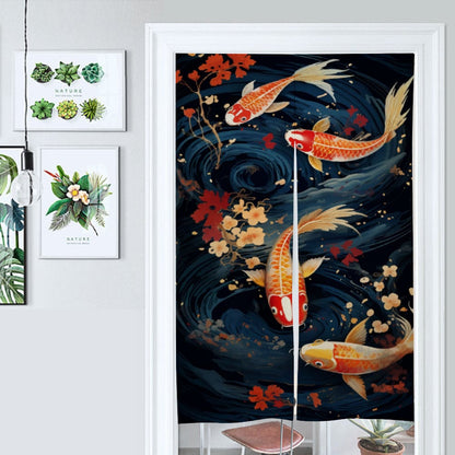 Japanese Koi Fish Pond Noren, Japanese Noren, Door Doorway Curtain - Japanese Traditional Room Divider for Home Decor - Perfect for Doorway