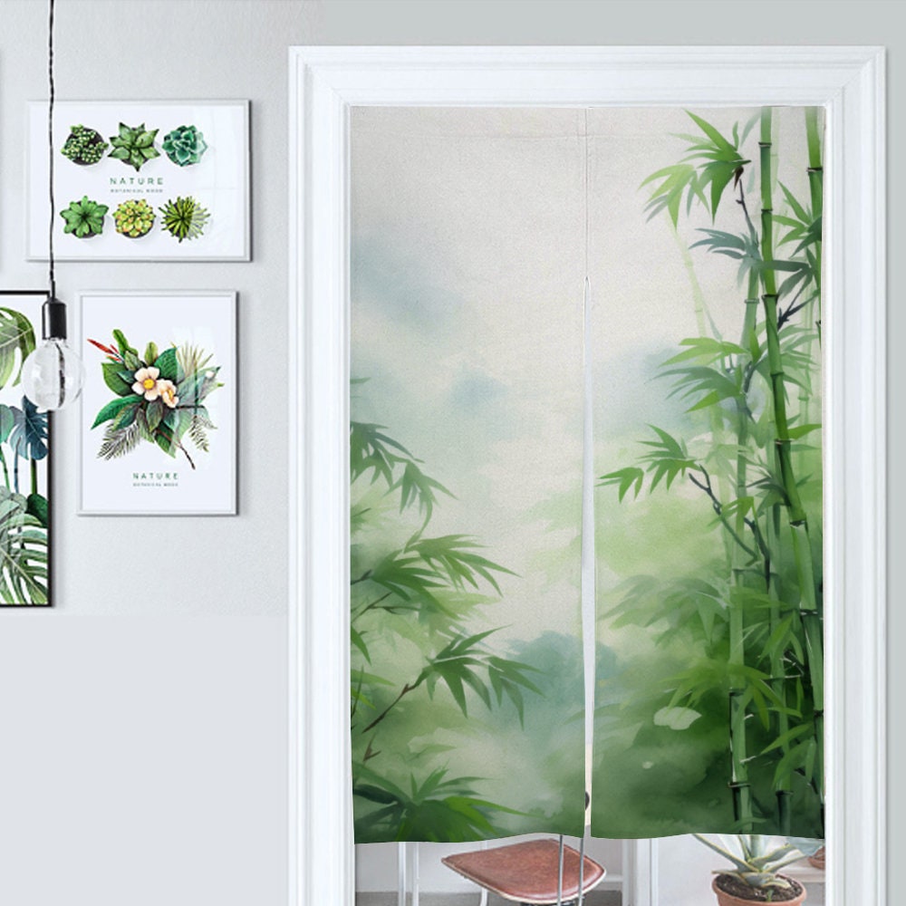 Japanese Bamboo Forest Noren, Home D??cor Curtain, Curtain for Home Decoration, Perfect for Doorway, Wall Hanging Decoration, Room Dividers