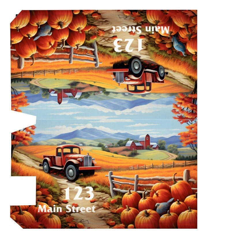 Custom Address Mailbox Covers Magnetic, Autumn Harvest Mailbox Cover, Personalized Magnetic Mailbox Cover, Waterproof Canvas Mailbox Sticker