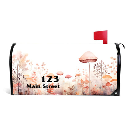 Custom Address Mailbox Covers Magnetic, Watercolor Mushroom Mailbox Cover, Personalized Magnetic , Waterproof Canvas Mailbox Sticker