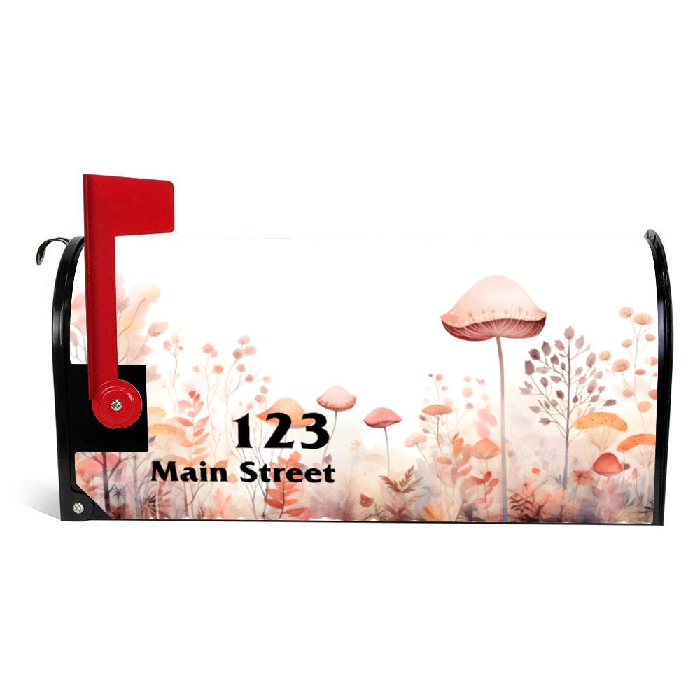 Custom Address Mailbox Covers Magnetic, Watercolor Mushroom Mailbox Cover, Personalized Magnetic , Waterproof Canvas Mailbox Sticker