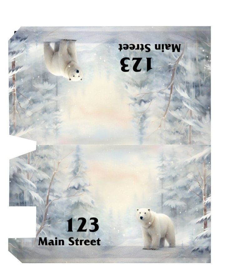 Custom Address Mailbox Covers Magnetic, Winter Polar Bear Theme Post Box Cover, Personalized Magnetic, Waterproof Canvas Mailbox Sticker