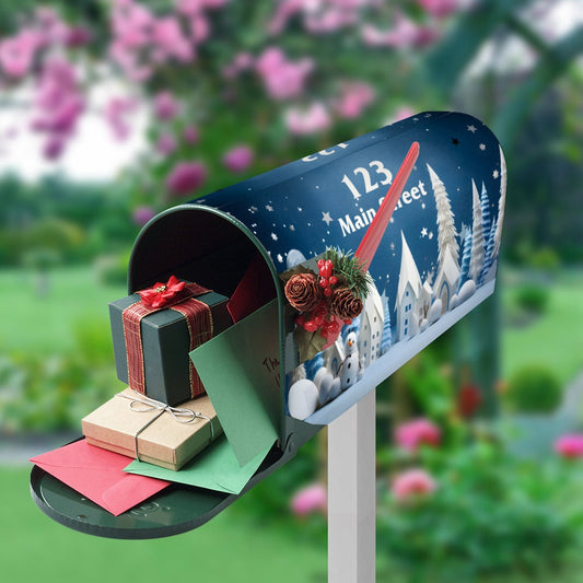 Custom Address Mailbox Covers Magnetic, 3D Winter Holiday Theme Mailbox Cover, Personalized Magnetic, Waterproof Canvas Mailbox Sticker