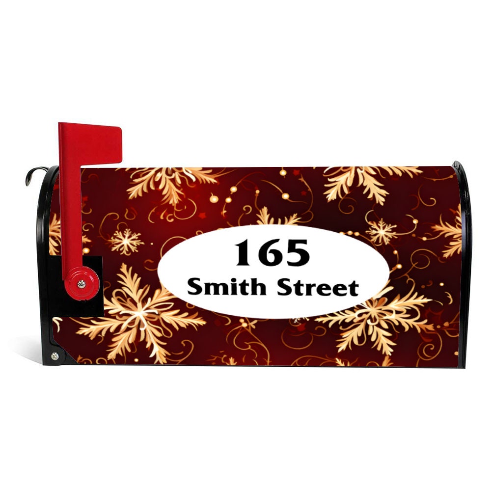 Custom Address Mailbox Covers Magnetic, Christmas Pattern Theme Post Box Cover, Personalized Magnetic, Waterproof Canvas Mailbox Sticker