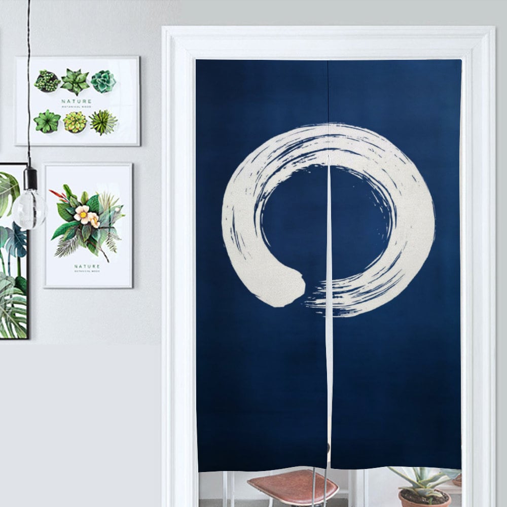 Indigo Japanese Kyoto Enso Noren Door curtain - Room Divider for Home Decor - Japanese Noren - Doorway Curtain - Kyoto Door Curtain