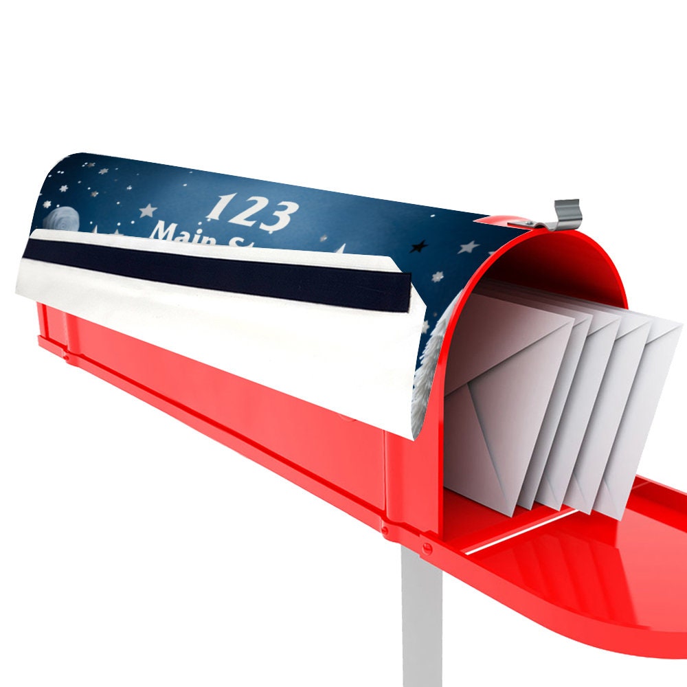 Custom Address Mailbox Covers Magnetic, 3D Winter Holiday Theme Mailbox Cover, Personalized Magnetic, Waterproof Canvas Mailbox Sticker