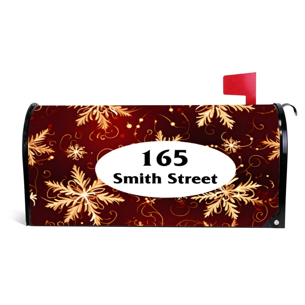 Custom Address Mailbox Covers Magnetic, Christmas Pattern Theme Post Box Cover, Personalized Magnetic, Waterproof Canvas Mailbox Sticker